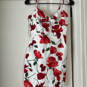 GB White and Red Floral Dress